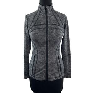 LULULEMON Define Jacket Heathered Gray White Full Zip High Neck Activewear Sz 6